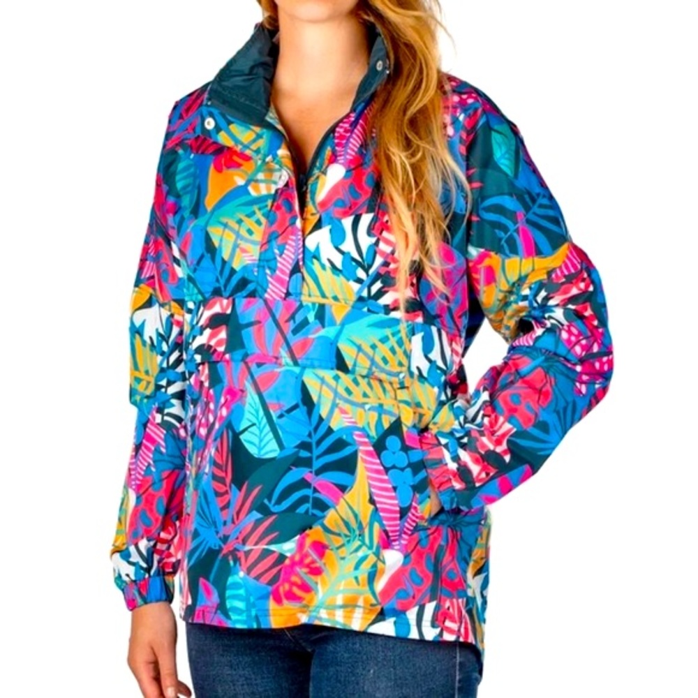 LAUREN JAMES Multicolored Anorak Pullover Water  Resistant Jacket Size Small